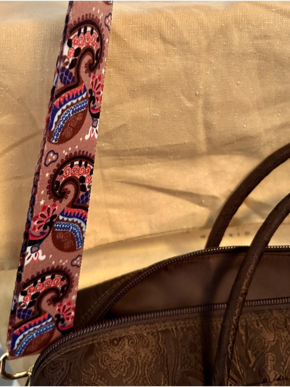 Etro Dark Brown Paisley Weekender with Pink Paisley Strap - Picture 11 of 12